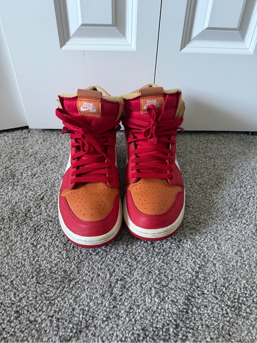 Jordan Kids Red and Orange High-Top Sneakers